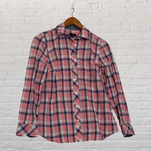 Talbots Petite Pink Blue Plaid Button Down Shirt Cotton‎ Long Sleeve P NWT